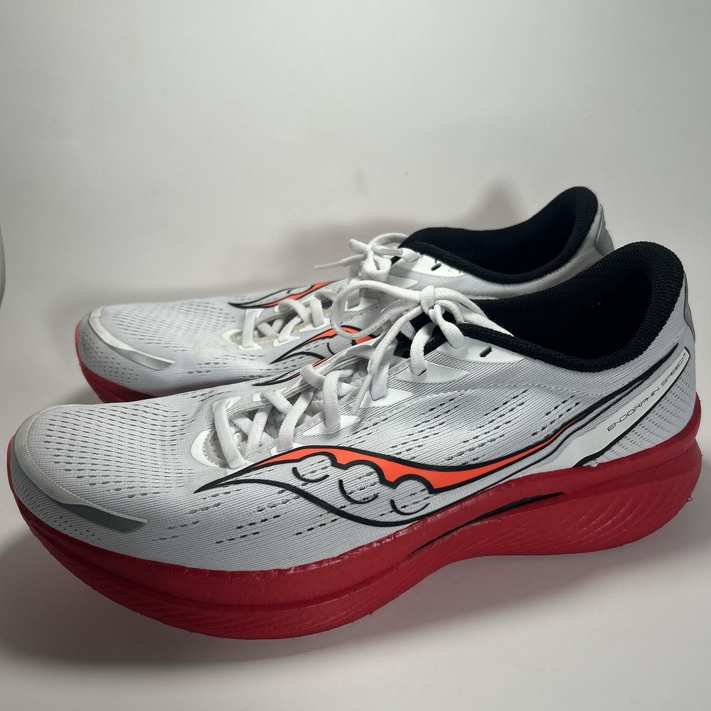 Mens Saucony Endorphin Speed 3 Running Shoes Size 14 White Red No Insoles